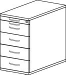 Standcontainer Pro-B H720-760xB428xT800mm Nussbaumdekor m.4Schubalden Bodengriff