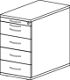 Standcontainer Pro-B H720-760xB428xT800mm Nussbaumdekor m.4Schubalden Bodengriff