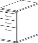 Standcontainer Pro-B H720-760xB428xT800mm weiß 2Schubl.u.1Hängereg.Bodengriff