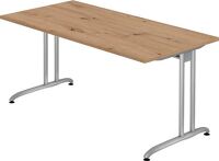 Schreibtisch Pro-B H720xB1600xT800mm Asteiche ger.Form Kufe