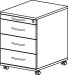 Rollcontainer Pro-B H590xB428xT580mm lichtgrau 3 Schubl.