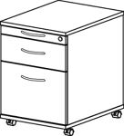 Rollcontainer Pro-B H590xB428xT580mm weiß 1 Schubl.u.1 Hängeregisterauszug