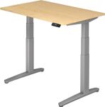 Schreibtisch A-ktiv H650-1300xB1200xT800mm Ahorndekor ger.Form C-Fuß