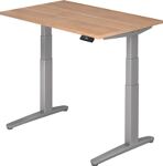 Schreibtisch A-ktiv H650-1300xB1200xT800mm Nussbaumdekor ger.Form C-Fuß
