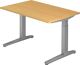 Schreibtisch A-ktiv H650-850xB1200xT800mm Buchedekor ger.Form Kufe