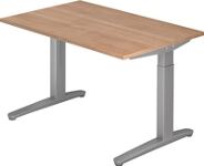 Schreibtisch A-ktiv H650-850xB1200xT800mm Nussbaumdekor ger.Form Kufe