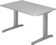Schreibtisch A-ktiv H650-850xB1200xT800mm lichtgrau ger.Form Kufe