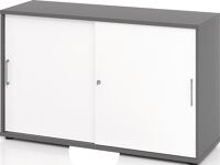 Schrank Teda-Z H748xB1200xT400mm graphit/weiß 3 OH 2 Schiebetüren zerlegt