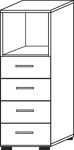 Schrank Teda-Z H1100xB400xT420mm lichtgrau/Beton 3 OH 4 Schubl.zerlegt