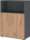 Regalschrank FlexWall H1100xB800xT417mm graphit/asteiche Regal u.Türen