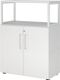Regalschrank FlexWall H1100xB800xT417mm weiß/weiß Türen u.offenes Rahmenelement