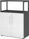 Regalschrank FlexWall H1100xB800xT417mm graphit/weiß Türen u.offenes Rahmenele