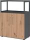 Regalschrank FlexWall H1100xB800xT417mm graphit/asteiche Türen u.offenes Rahmene