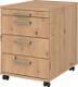 Rollcontainer Teda H590xB428xT580mm Asteichedekor 3 Schubl.m.Streifengriff