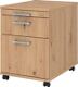 Rollcontainer Teda H590xB428xT580mm Asteiche 1Schubl.u.1Registratur m.Chromgriff