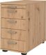 Standcontainer Teda H720-760xB428xT800mm Asteichedekor 4Schubl. m.Streifengriff