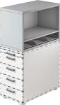 Aufsatzschrank H530xB800xT428mm 1 OH u.3 Kunststoffablagen lichtgrau