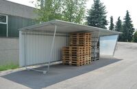 Überdachung Grund-EH,eins.B4300xH2250xT2330mm Pultdach Profilbl.grauweiß WSM