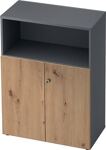 Schrank H1100xB800xT420mm Graphit/Asteiche 3 OH 2 Türen HAMMERBACHER