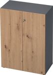 Schrank H1100xB800xT420mm Graphit/Asteiche 3 OH 2 Türen Knaufgriff