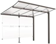 Überdachung Anbaueinheit m.Rückw.B2500xH2250xT2000mm Geschwungen PC grau SPL