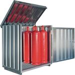 Gasflaschencontainer B1430xT1050xH1475mm verzinkt,montiert,m.Bodenrahmen SÄBU