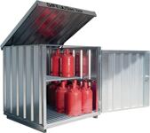 Gasflaschencontainer B1430xT1445xH1475mm verzinkt,montiert,m.Bodenrahmen SÄBU
