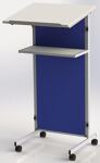 Rednerpult H1070xB590xT430mm silbergrau/königsblau 2 Böden,1 Front pinnbar