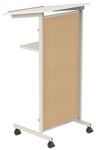 Rednerpult H1070xB590xT430mm silbergrau/kork 4 Böden,1 Front pinnbar