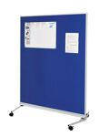 Mobile Stellwand B1200xH1500mm fahrbar Textilbezug königsblau