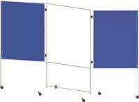 Moderationswand Trio B2850xH1150mm fahrbar Textilbezug königsblau