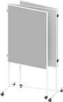 Moderationswand Trio B2850xH1150mm fahrbar Textilbezug hellgrau