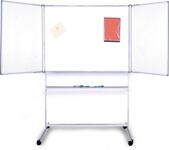 Multi-Flächentafel B2000xH1000mm Emaille weiß magn.m.5 Tafelflächen fahrbar