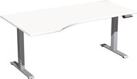 Schreibtisch Elevate Plus H630-1280xB1800xT800/1000mm PC-Form li.weiß/silber