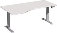 Schreibtisch Elevate Plus H630-1280xB1800xT800/1000mm PC-Form li.grau/silber