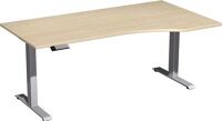Schreibtisch Elevate Plus H630-1280xB1800xT800/1000mm PC-Form re.Ahorn/silber