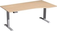 Schreibtisch Elevate Plus H630-1280xB1800xT800/1000mm PC-Form re.Buche/silber