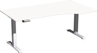 Schreibtisch Elevate Plus H630-1280xB1800xT800/1000mm PC-Form re.weiß/silber