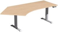 Schreibtisch H630-1280xB2166xT800/1130mm Freiform 135Grad li.Buche/silber