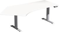 Schreibtisch H630-1280xB2166xT800/1130mm Freiform 135Grad li.weiß/silber