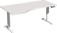 Schreibtisch Elevate Plus H630-1280xB1800xT800/1000mm PC-Form li.lichtgrau/weiß
