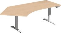 Schreibtisch H630-1280xB2166xT800/1130mm Freiform 135Grad li.Buche/weiß