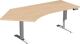 Schreibtisch H630-1280xB2166xT800/1130mm Freiform 135Grad li.Buche/weiß
