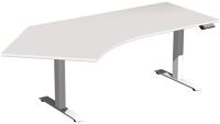Schreibtisch H630-1280xB2166xT800/1130mm Freiform 135Grad li.lichtgrau/weiß