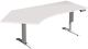 Schreibtisch H630-1280xB2166xT800/1130mm Freiform 135Grad li.lichtgrau/weiß