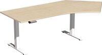Schreibtisch H630-1280xB2166xT800/1130mm Freiform 135Grad re.Ahorn/weiß