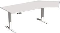 Schreibtisch H630-1280xB2166xT800/1130mm Freiform 135Grad re.lichtgrau/weiß