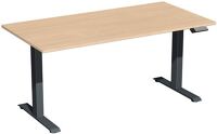 Schreibtisch Elevate Plus H630-1280xB1600xT800mm Buche/anthrazit