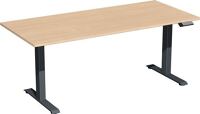 Schreibtisch Elevate Plus H630-1280xB1800xT800mm Buche/anthrazit