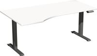 Schreibtisch Elevate Plus H630-1280xB1800xT800/1000mm PC-Form li.weiß/anthrazit